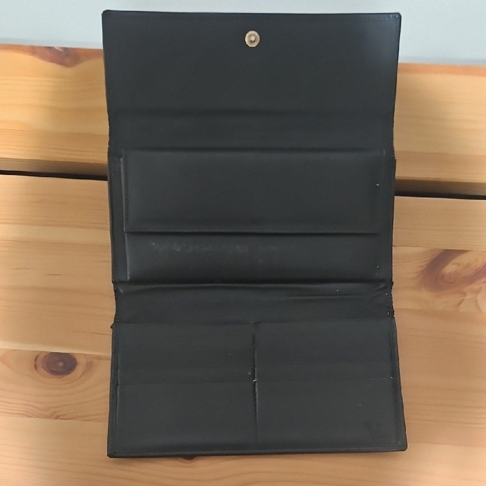 Gucci GG Monogram Black Canvas Leather Trifold Long Continental Wallet Vintage - Picture 4 of 15